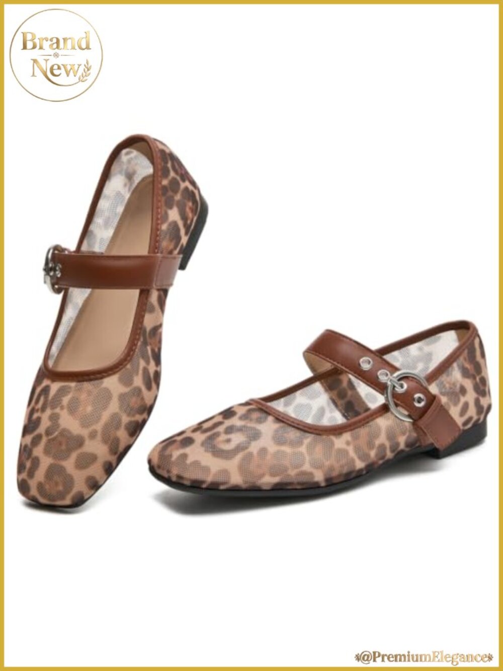 Mesh Ballet Flats for Women with Ankle Strap Adjustable Buckle, Comfortable